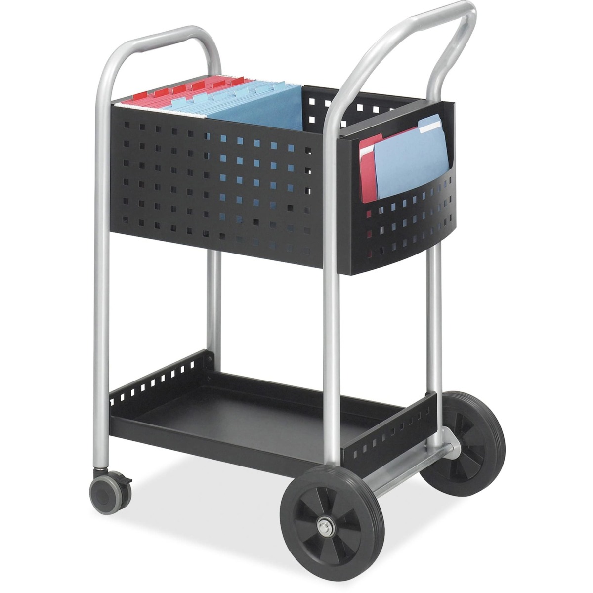 Safco Products Scoot Mail Cart: Durable Steel Design Holds Up to 75 Legal-Sized Folders, Swivel Wheels, Silver Accents and Powder Coat Finish | The Storepaperoomates Retail Market - Fast Affordable Shopping