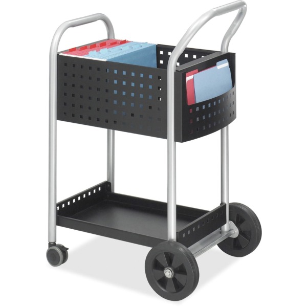 Safco Products Scoot Mail Cart: Durable Steel Design Holds Up to 75 Legal-Sized Folders, Swivel Wheels, Silver Accents and Powder Coat Finish