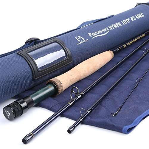 M MAXIMUMCATCH Maxcatch Performance Nymph Fly Fishing Rod in 2/3/4wt: 10ft/11ft, IM10 Carbon, AAA Cork Handle, Cordura Rod Tube and Combo Set Available (3weight 10ft)