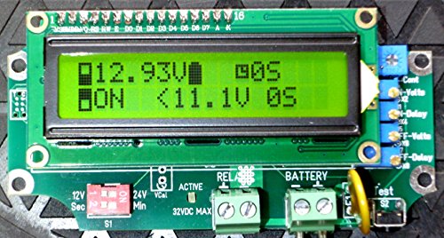 WindAndSunPower.com 1 Universal Relay Voltage Triggered Load Controller “with Delays, Circuit Board Only!” 1URVTLC-1224-B (Green LCD)
