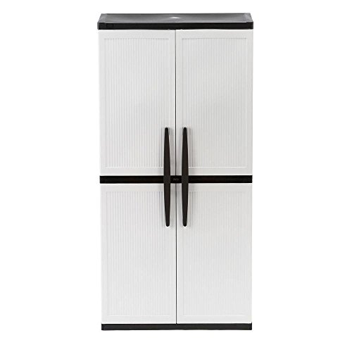 HDX 35 in. W 4-Shelf Plastic Multi-Purpose Tall Cabinet in Gray