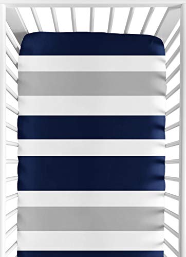 Fitted Crib Sheet for Navy and Gray Stripe Baby/Toddler Bedding – Stripe Print