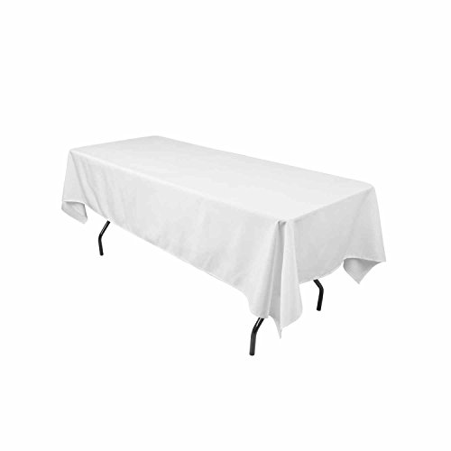 New Creations Fabric & Foam Inc 60″ Wide by 120″ Long Rectangular Polyester Poplin Tablecloth, White