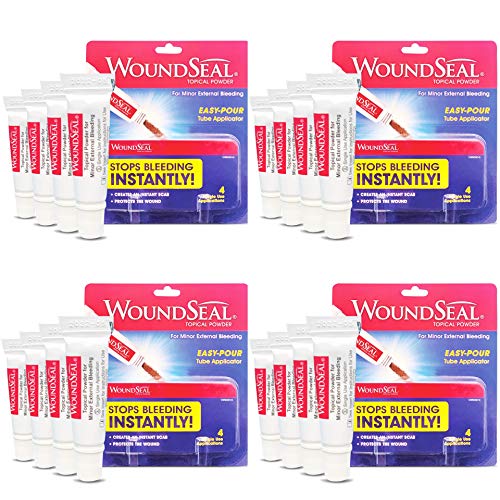 WoundSeal Powder 4 Each (Pack of 4) – Wound Care First Aid for Cuts, Scrapes and Abrasions – Stops Bleeding in Seconds Without Stitches or Bandages