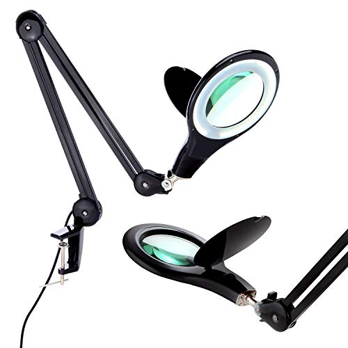 Brightech LightView PRO Magnifying Desk Lamp, 2.25x Light Magnifier, Adjustable Magnifying Glass with Light for Crafts, Reading, Close Work – Black