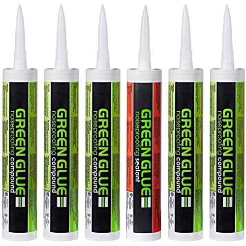 6 Pk Soundproofing Damping Compound and Acoustical Caulk Bulk Set – 5 Tubes Green Glue Noiseproofing Compound and 1 Tube Adhesive Sealant for Noise Dampening and Sound Insulation