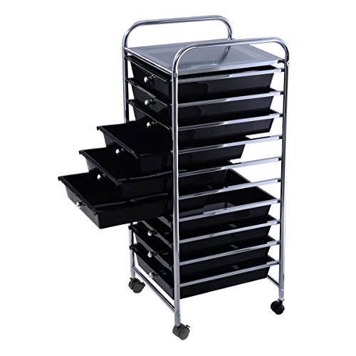 Giantex 10 Drawer Rolling Storage Cart Scrapbook Paper Office School Organizer (Black) | The Storepaperoomates Retail Market - Fast Affordable Shopping