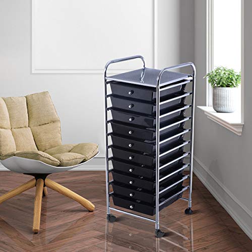 Giantex 10 Drawer Rolling Storage Cart Scrapbook Paper Office School Organizer (Black) | The Storepaperoomates Retail Market - Fast Affordable Shopping