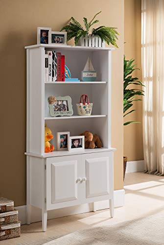 Kings Brand Furniture Wood Bookcase with Doors, White | The Storepaperoomates Retail Market - Fast Affordable Shopping