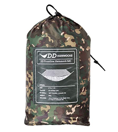 DD Hammocks Frontline Hammock – MC – Lightweight Camo Portable Stealth Jungle Hammock with Mosquito Net Sleep System for Backpacking and Outdoor Adventure