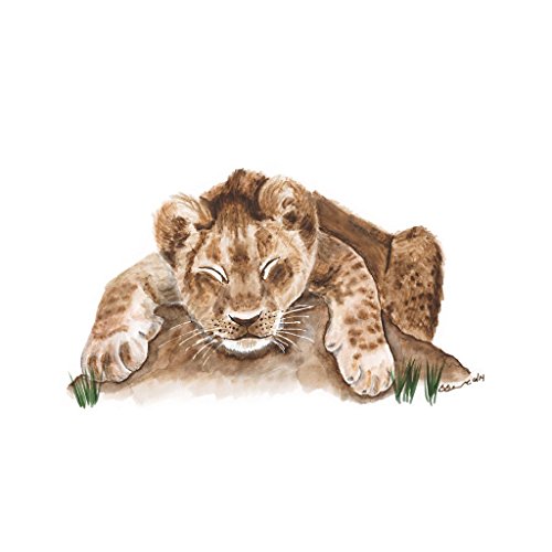 Sleeping Baby Lion Cub Print Children’s Room Decor or Nursery Wall Art Available In Various Sizes, Safari Nursery Art Print
