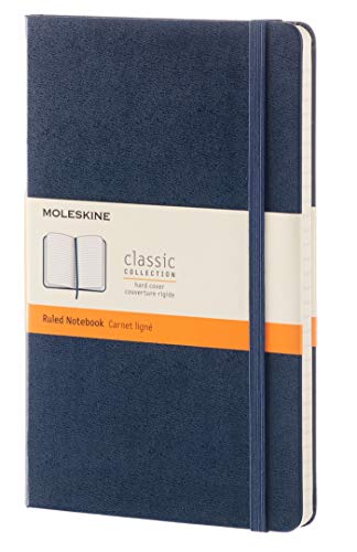 Moleskine Classic Notebook, Hard Cover, Large (5″ x 8.25″) Ruled/Lined, Sapphire Blue, 240 Pages
