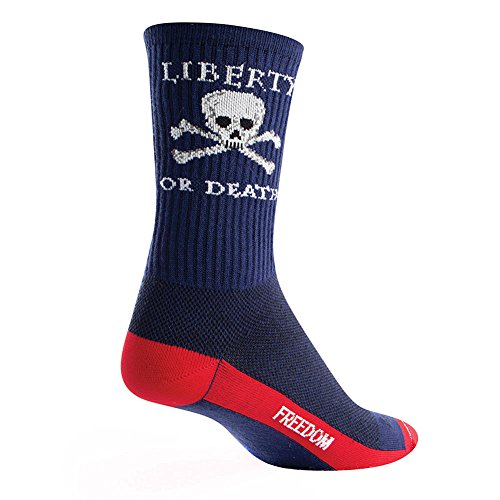 SockGuy, Crew Cuff Liberty Mens Socks, cuff height 6″, size S / M,Blue