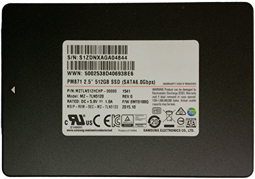 Samsung PM871 512GB 2.5 inch SATA 6.0 Gbps Solid State Drive, SSD MZ7LN512HCHP-00000