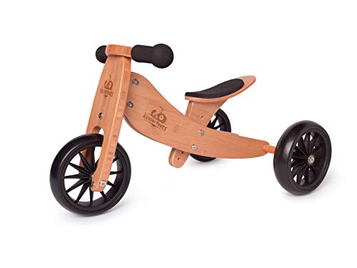 Kinderfeets TinyTot 2-in-1 Wooden Balance Bike and Tricycle – Easily Convert from Bike to Trike | Sustainable and Eco-Friendly | Adjustable Riding Balance Toy for Kids and Toddlers (Bamboo)