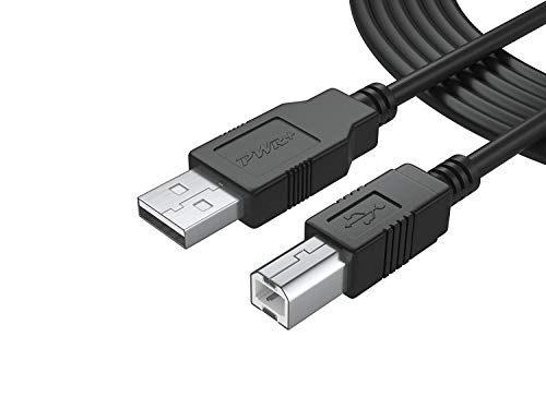 12Ft Extra Long USB-Printer-Cable 2.0 for HP OfficeJet Laserjet Envy; Canon Pixma; Epson Workforce, Stylus, Expression Home; Brother; Silhouette Cameo; Dell Scanner Fax Cord