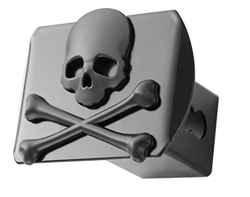 100% Metal Skull Crossbones 3D Black Emblem Trailer Metal Hitch Cover Fits 2″ Receivers New (Black)