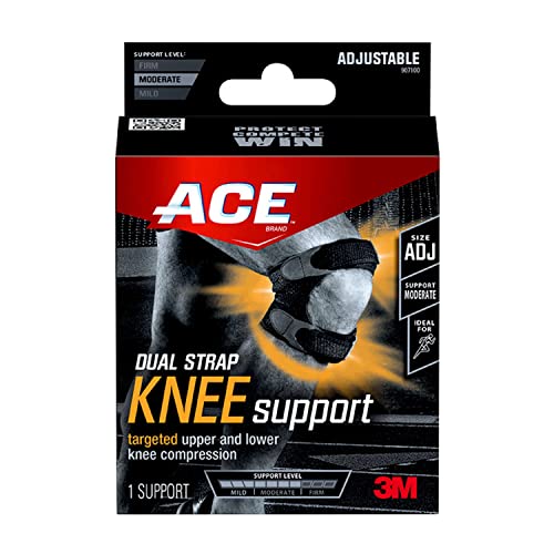 ACE Brand Dual Strap Knee Support, Adjustable, Black, 1/Pack
