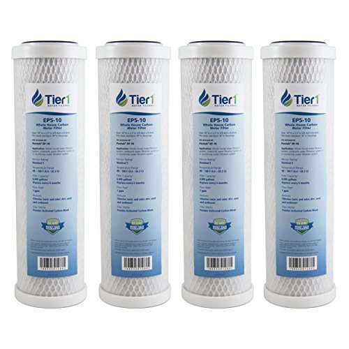 Tier1 5 Micron 10 Inch x 2.5 Inch | 4-Pack Whole House Carbon Block Water Filter Replacement Cartridge | Compatible with Pentek EP-10, 42-34373, 155531-43, CB-25-1005, MAXETW-975, Home Water Filter