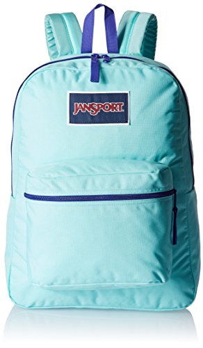 JanSport Womens Classic Mainstream Overexposed Backpack – Aqua Dash/Violet Purple / 16.7″H X 13″W X 8.5″D