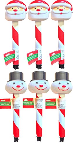 Christmas Landscaping Garden Christmas Decorations House Decorations Christmas Solar Stake Light Santa Claus and the Snowman Decorations All Solar (PACK OF 6)
