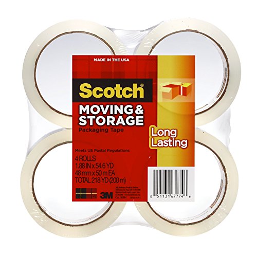 Scotch Long Lasting Storage Packaging Tape, 1.88 in x 54.6 yd, 4 Rolls (3650-4)