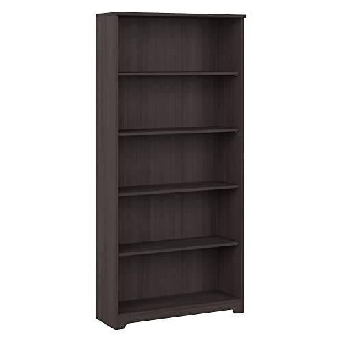 Bush Furniture Cabot Tall 5 Bookcase in Heather Gray