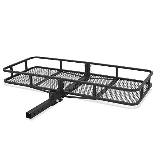 ARKSEN 60 x 25 Inch Folding Cargo Rack Carrier 500 Lbs Heavy Duty Capacity 2 Inch Receiver Luggage Basket Hitch Fold Up for SUV Pickup Camping Traveling