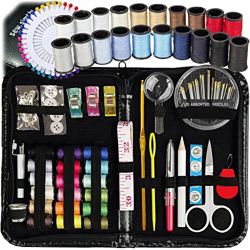 ARTIKA Sewing Kit for Adults and Kids – Small Beginner Set w/Multicolor Thread, Needles, Scissors, Thimble & Clips – Emergency Repair and Travel Kits – Sewing Accessories and Supplies