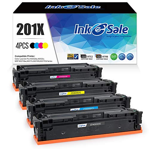 INK E-SALE Replacement for CF400X CF401X CF402X CF403X 201X CF400A Toner Cartridge for use with Color LaserJet Pro MFP M277dw M252dw MFP M277n M252n Printer, 4 Pack