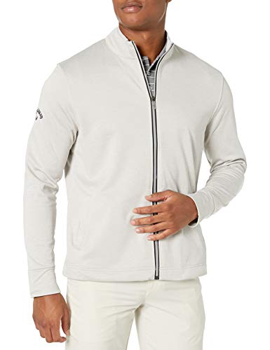 Callaway Men’s Golf Full Zip Long Sleeve Waffle Knit Fleece Jacket, High Rise Heather, X-Large