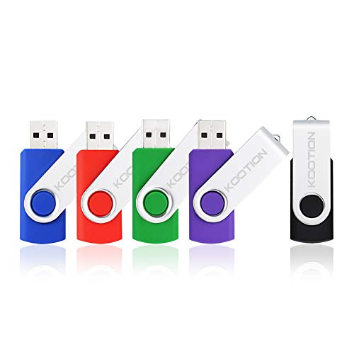 KOOTION 5 Pack 4GB USB Flash Drive 4GB Thumb Drive USB Drive 4GB Jump Drive Memory Stick Pen Drive(5 Colors: Black Blue Green Purple Red)