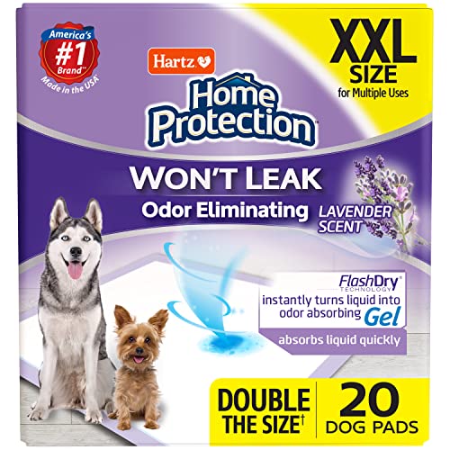 Hartz Home Protection Lavender Scent Odor Eliminating Gel Dog Pads, 30″ x 30″, 20 Count