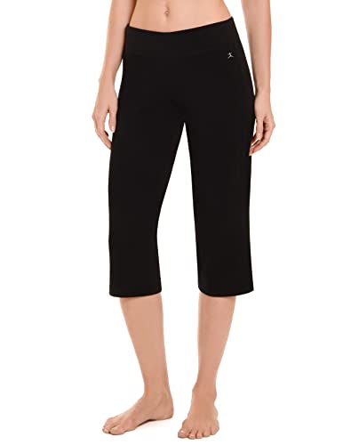 Danskin Womens Sleek Fit Yoga Crop Pant, Black, 1X