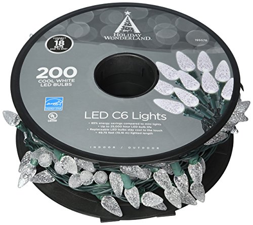NOMA/INMLITEN-IMPORT 47940-88A 0 200 Count, Cool White, C6, LED Set, On Spool, Green Wire, 3″ Spacing, 12″ Lead, 4″ End, 49.8′ Lighted, 51′ Total Length