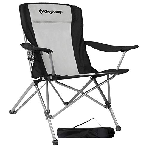 KingCamp Camping Chair,Heavy Duty Oversize Folding Chair with Comfotable Tilted Back-Cup Holder-Carry Bag for Indoor Outdoor Travel Office(Black)