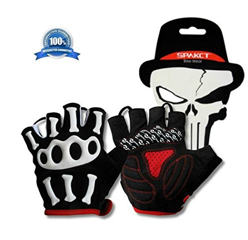 Mcolics Slip-Resistant Bone Skeleton Racing Cycling Half Finger Gloves Outdoor Sports Skull Glove (M)