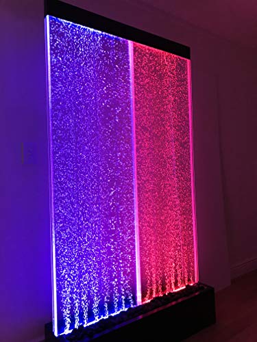 Jersey Home Decor 72″x40″ 3XL Bubble Fountain, Stainless Steel Base Twin Bubble Panel, Color Lights/Remote Ctrl