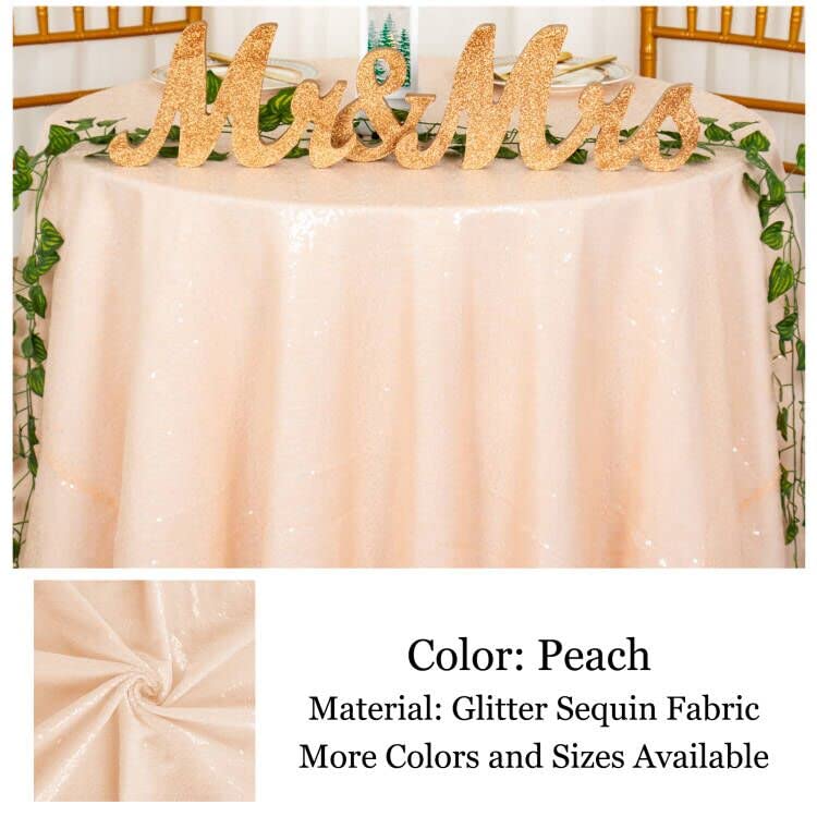 120Inch Round-Peach-Sequin Tablecloth Sequin Table Linens/Overlay/Cover for Wedding/Parety (Peach) | The Storepaperoomates Retail Market - Fast Affordable Shopping
