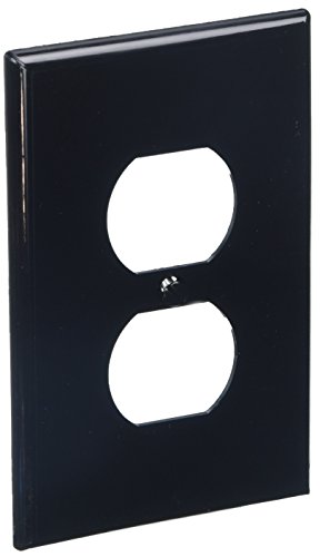 Leviton PJ8-E 1-Gang Duplex Receptacle Wallplate, Midway Size, 20-Pack, 20 Pack, Black, 20 Count