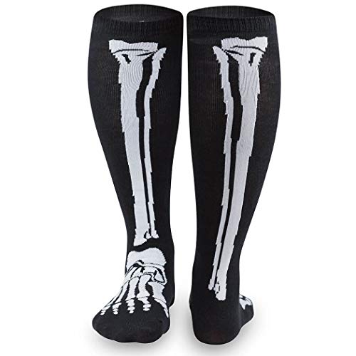 Skeleton Halloween Knee High Half Cushioned Athletic Running Socks Fun Running Socks by Gone For a Run, One Size