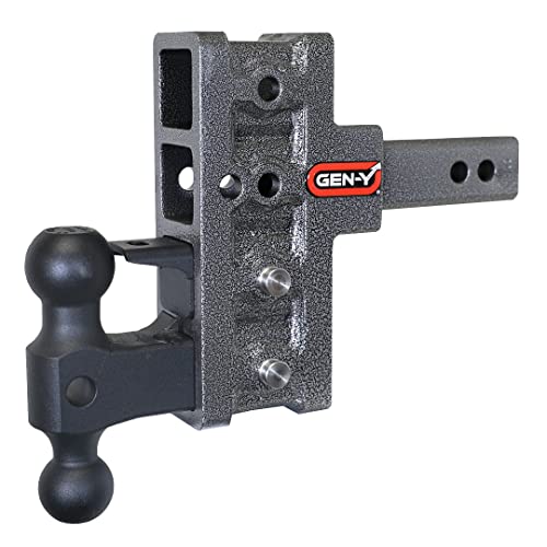 GEN-Y Hitch GH-224 Adjustable Drop Hitch with Ball Mount and Pintle, 5-Inch Drop