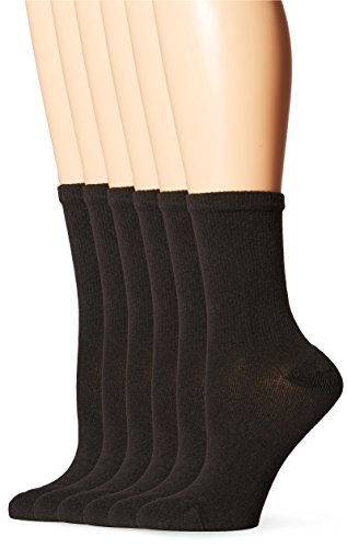 Hanes Ultimate Women’s 6-Pack Crew Socks, Black, 5-9