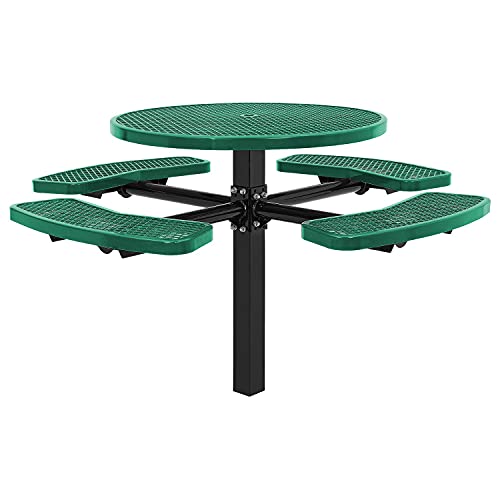 Global Industrial 46″ Round Picnic Table, In-Ground Mount, Green