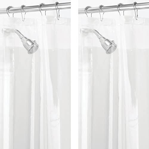 mDesign Plastic Transparent 72″ x 72″ Shower Curtain Liner – Water-Resistant, PEVA, 3-Gauge, No Odor, Inner Shower Curtain Liner for Bathroom, Shower, and Tub – 2 Pack – Clear