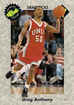 Greg Anthony Basketball Card (UNLV) 1991 Premier Classic Draft Picks #7 Rookie