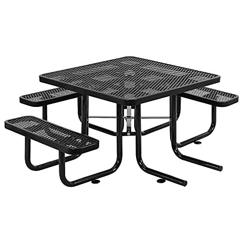Global Industrial 46″ Wheelchair Accessible Square Picnic Table, Surface Mount, Black