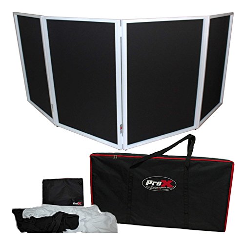 ProX XF-4X3048 DJ FACADE 4x White Collapse and Go Facade Panels with Carry Bag, Black & White Scrims