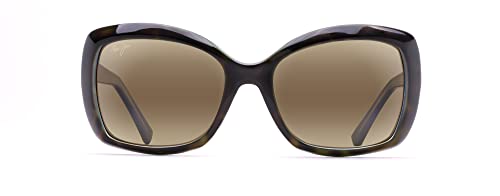 Maui Jim Women’s Orchid Polarized Fashion Sunglasses, Tortoise w/Peacock/HCL® Bronze, Medium
