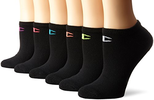Champion womens Double Dry 6-pack Performance No Show Liner Socks, Black Assortment, 5-9 US